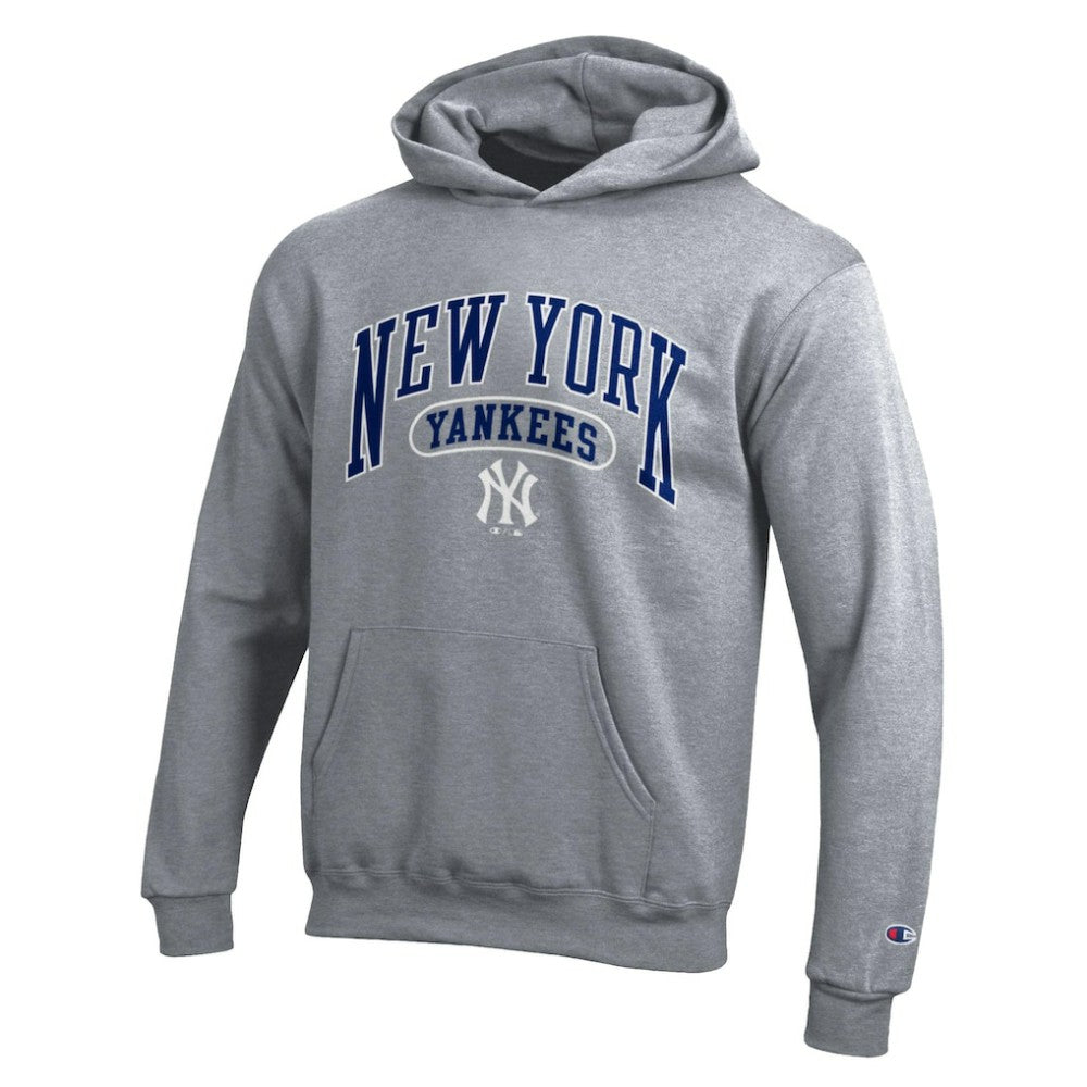 New York Yankees Champion Youth Powerblend Fleece Hoodie - Gray Hoodies
