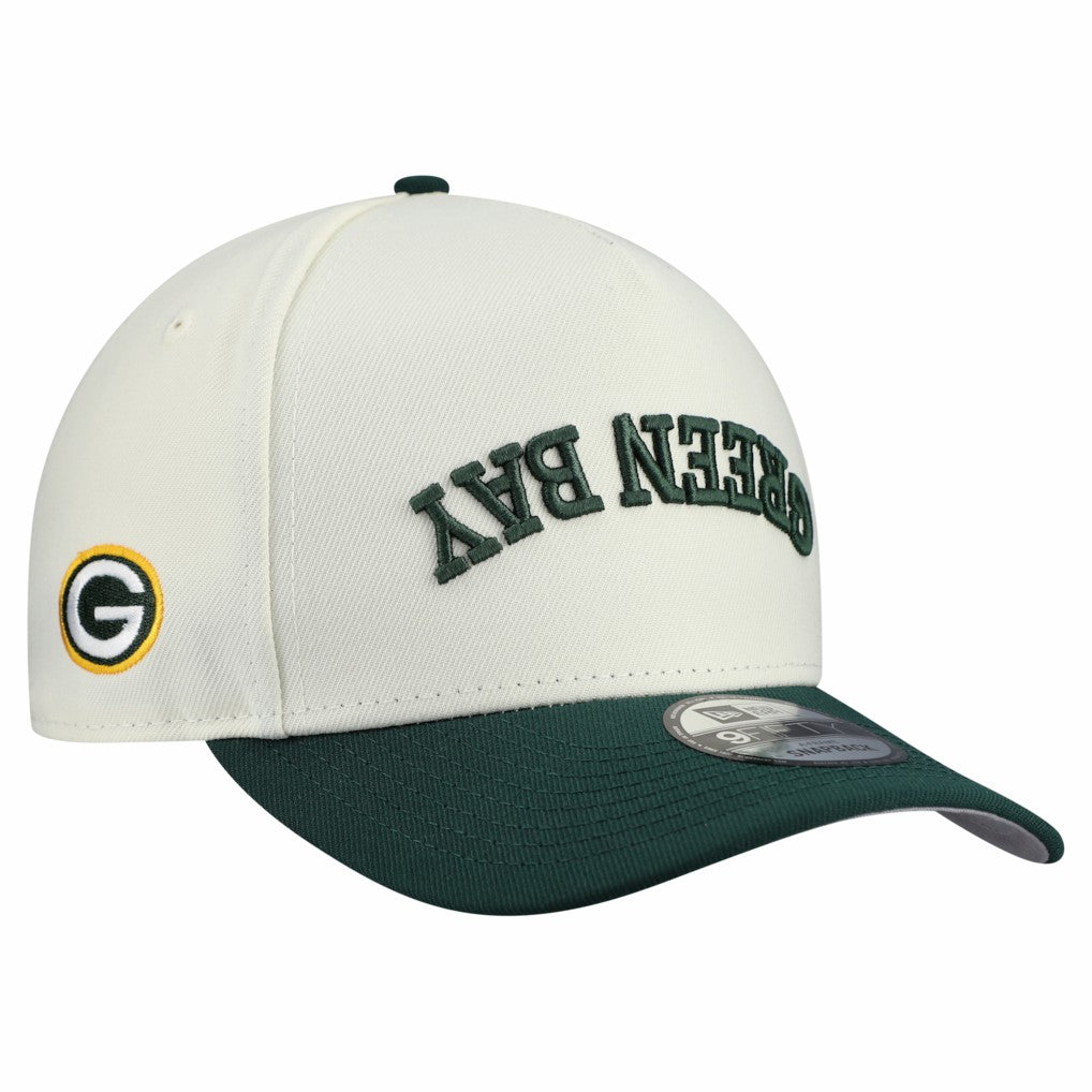 Green Bay Packers New Era Upside Down 9FIFTY A-Frame Snapback Hat Cream