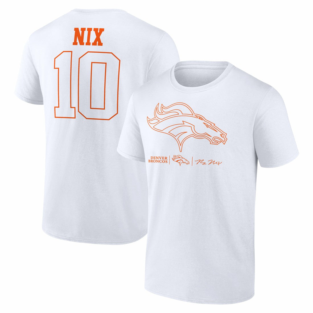 Bo Nix Denver Broncos Outline Player T-Shirt White
