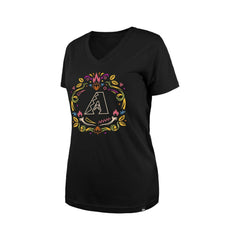 Arizona Diamondbacks New Era Women's Día de los Muertos V-Neck T-Shirt - Black T-shirts