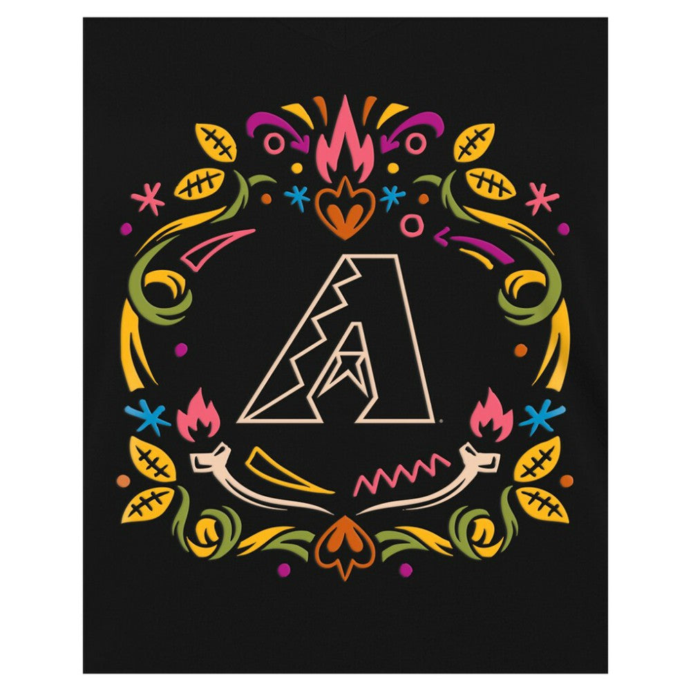 Arizona Diamondbacks New Era Women's Día de los Muertos V-Neck T-Shirt - Black T-shirts