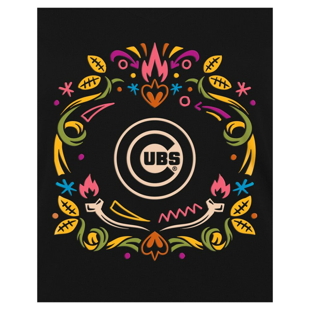 Chicago Cubs New Era Women's Día de los Muertos V-Neck T-Shirt - Black T-shirts