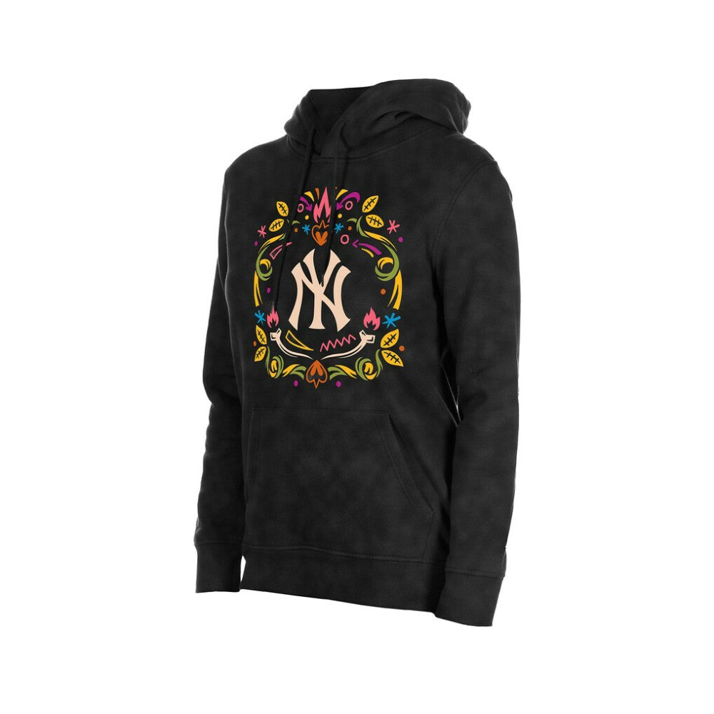 New York Yankees New Era Women's Día de Muertos Mineral Wash Hoodie Sweatshirt - Black Hoodies