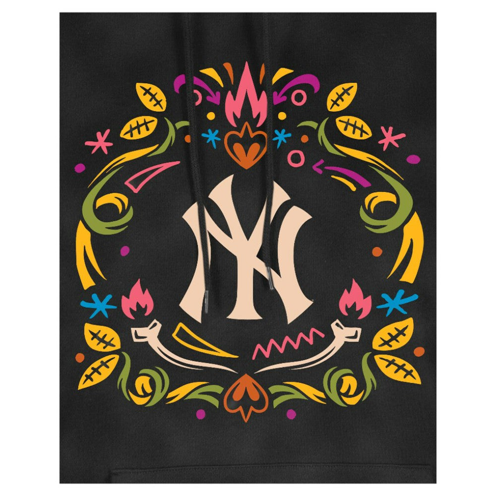 New York Yankees New Era Women's Día de Muertos Mineral Wash Hoodie Sweatshirt - Black Hoodies
