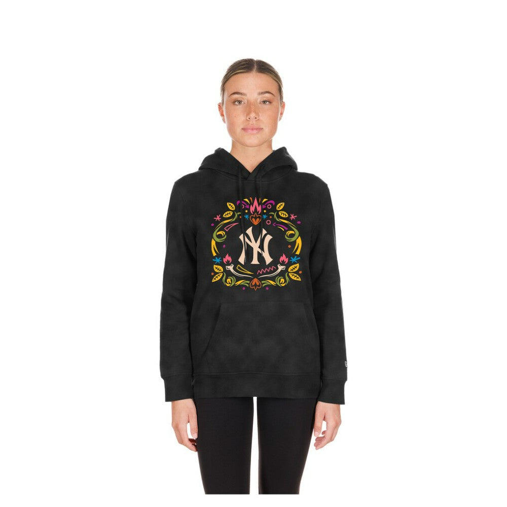 New York Yankees New Era Women's Día de Muertos Mineral Wash Hoodie Sweatshirt - Black Hoodies
