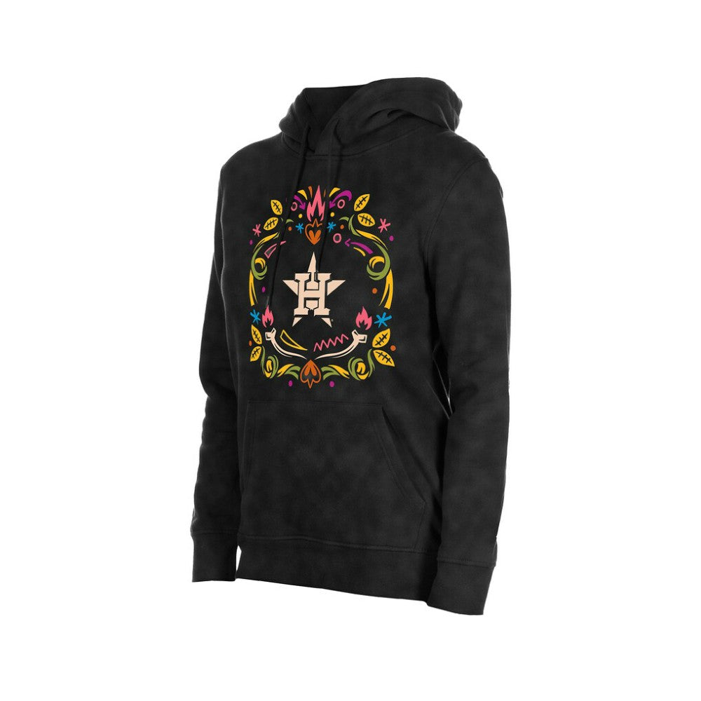 Houston Astros New Era Women's Día de Muertos Mineral Wash Hoodie Sweatshirt - Black Hoodies