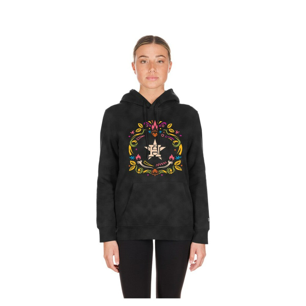 Houston Astros New Era Women's Día de Muertos Mineral Wash Hoodie Sweatshirt - Black Hoodies