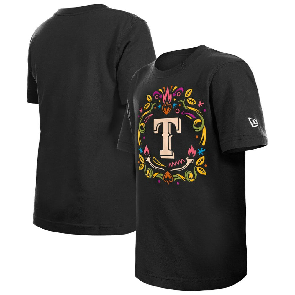 Texas Rangers New Era Youth Día de los Muertos T-Shirt - Black T-shirts