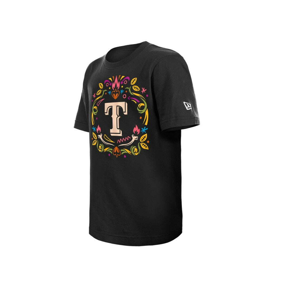 Texas Rangers New Era Youth Día de los Muertos T-Shirt - Black T-shirts