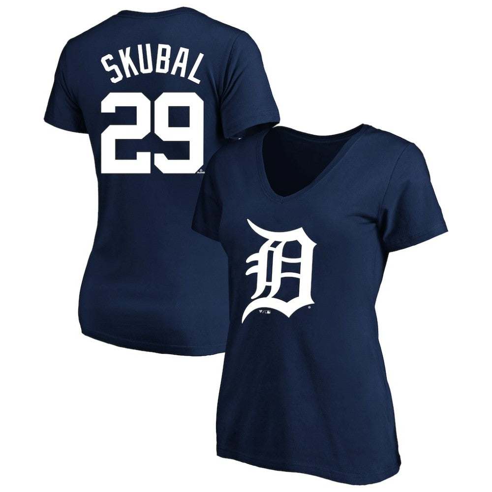 Tarik Skubal Detroit Tigers Profile Women's Plus Size Name & Number V-Neck T-Shirt - Navy T-shirts