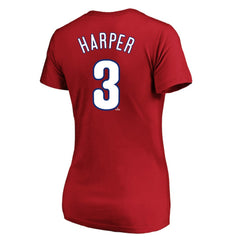 Bryce Harper Philadelphia Phillies Profile Women's Plus Size Name & Number V-Neck T-Shirt - Red T-shirts