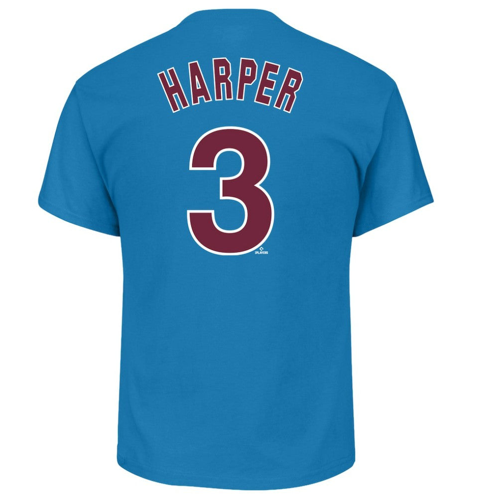 Bryce Harper Philadelphia Phillies Profile Big & Tall Player Name & Number T-Shirt - Light Blue T-shirts