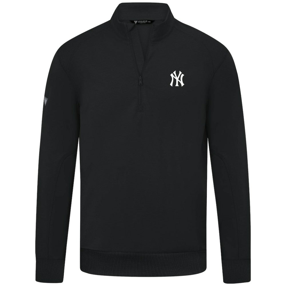 New York Yankees Levelwear Upright Insignia Tri-Blend Quarter-Zip Pullover - Black Pullover