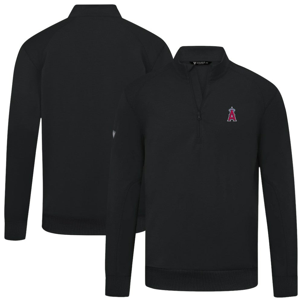 Los Angeles Angels Levelwear Upright Insignia Tri-Blend Quarter-Zip Pullover - Black Pullover