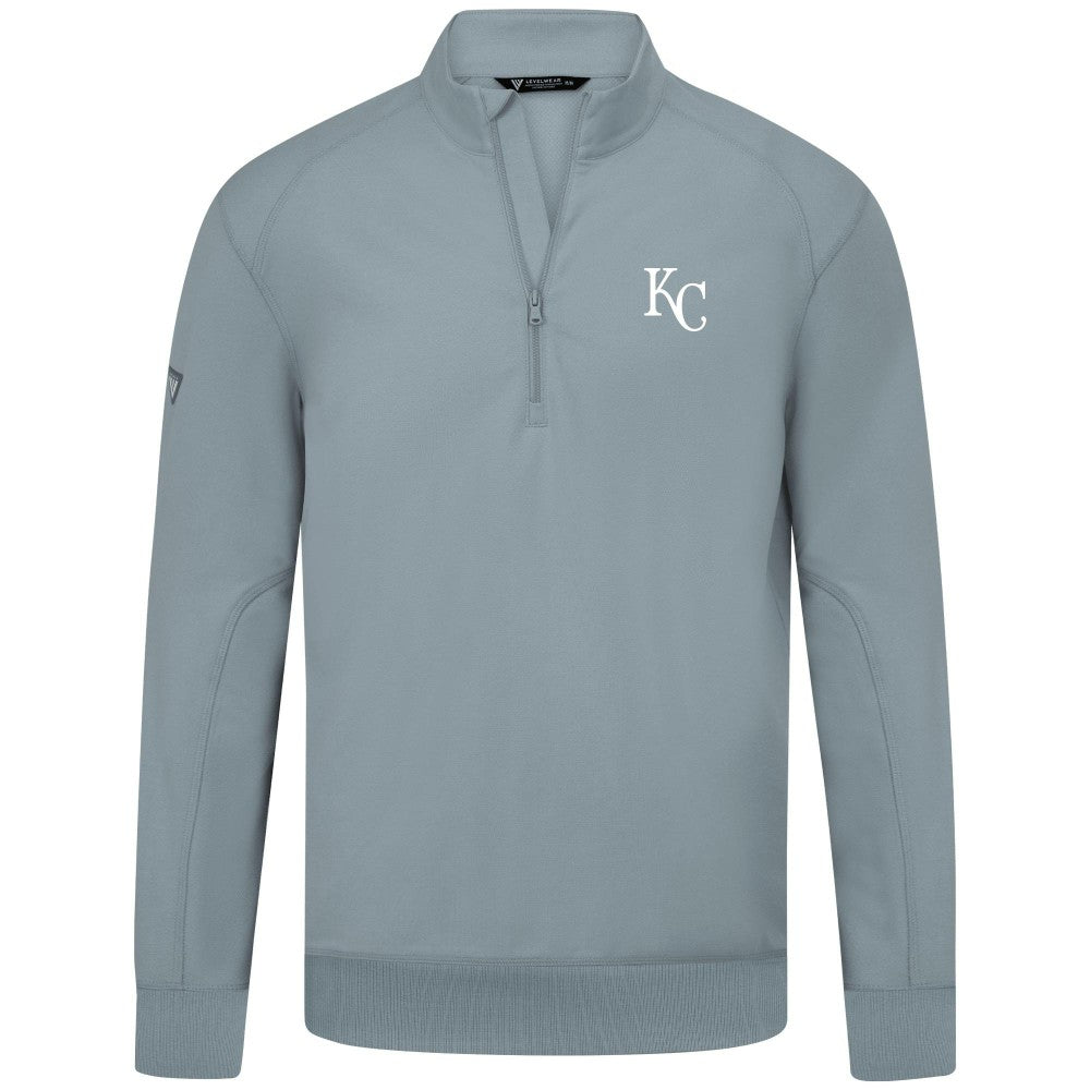 Kansas City Royals Levelwear Upright Insignia Tri-Blend Quarter-Zip Pullover - Gray Pullover