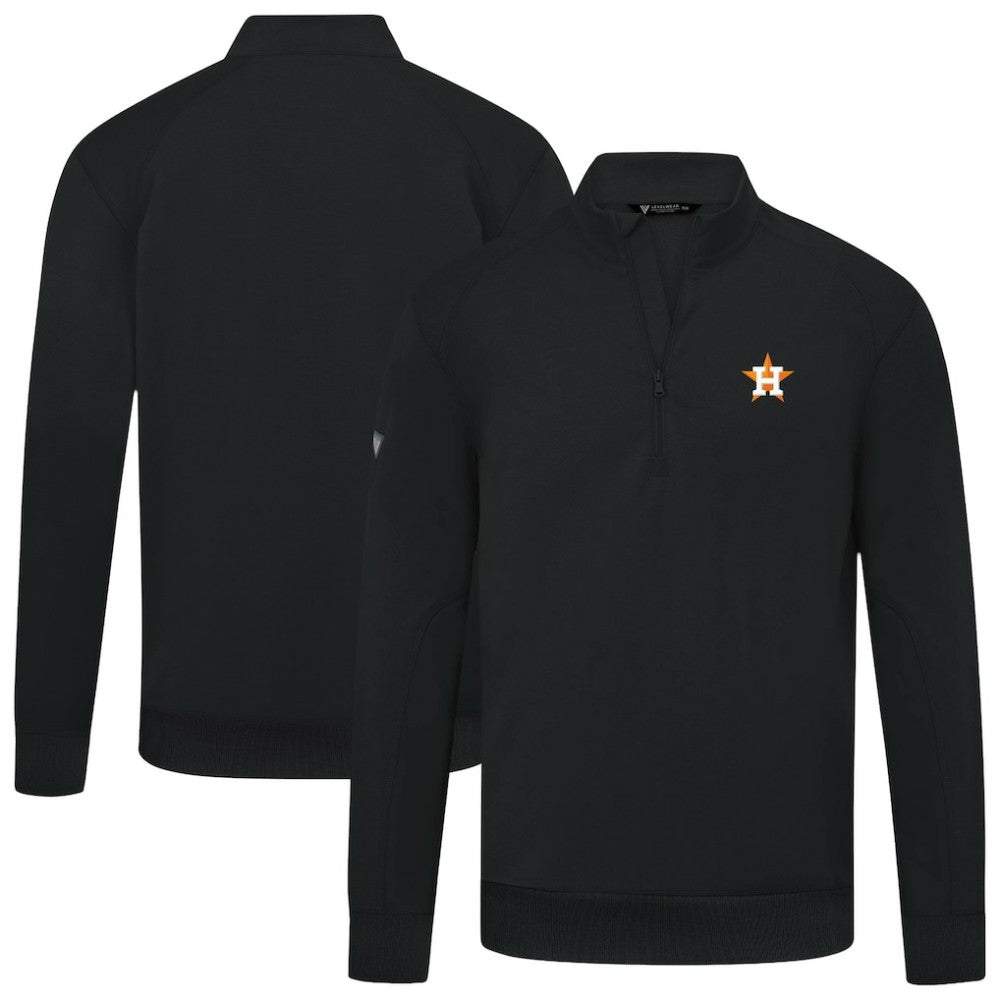 Houston Astros Levelwear Upright Insignia Tri-Blend Quarter-Zip Pullover - Black Pullover