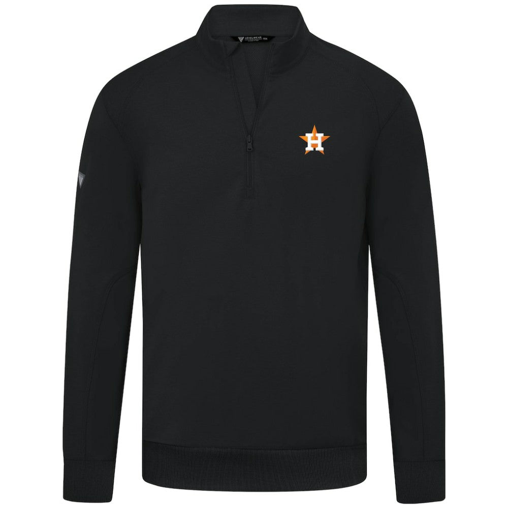 Houston Astros Levelwear Upright Insignia Tri-Blend Quarter-Zip Pullover - Black Pullover