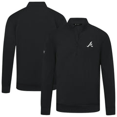 Atlanta Braves Levelwear Upright Insignia Tri-Blend Quarter-Zip Pullover - Black Pullover