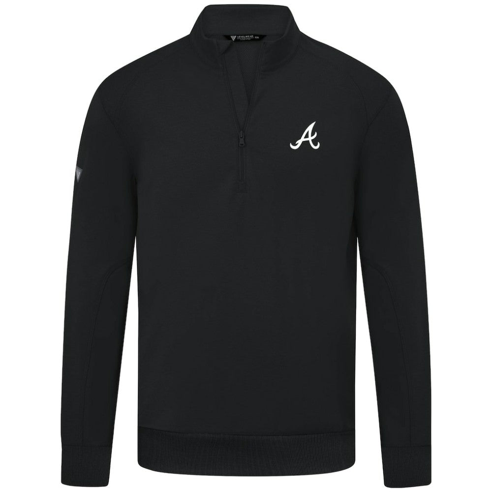 Atlanta Braves Levelwear Upright Insignia Tri-Blend Quarter-Zip Pullover - Black Pullover