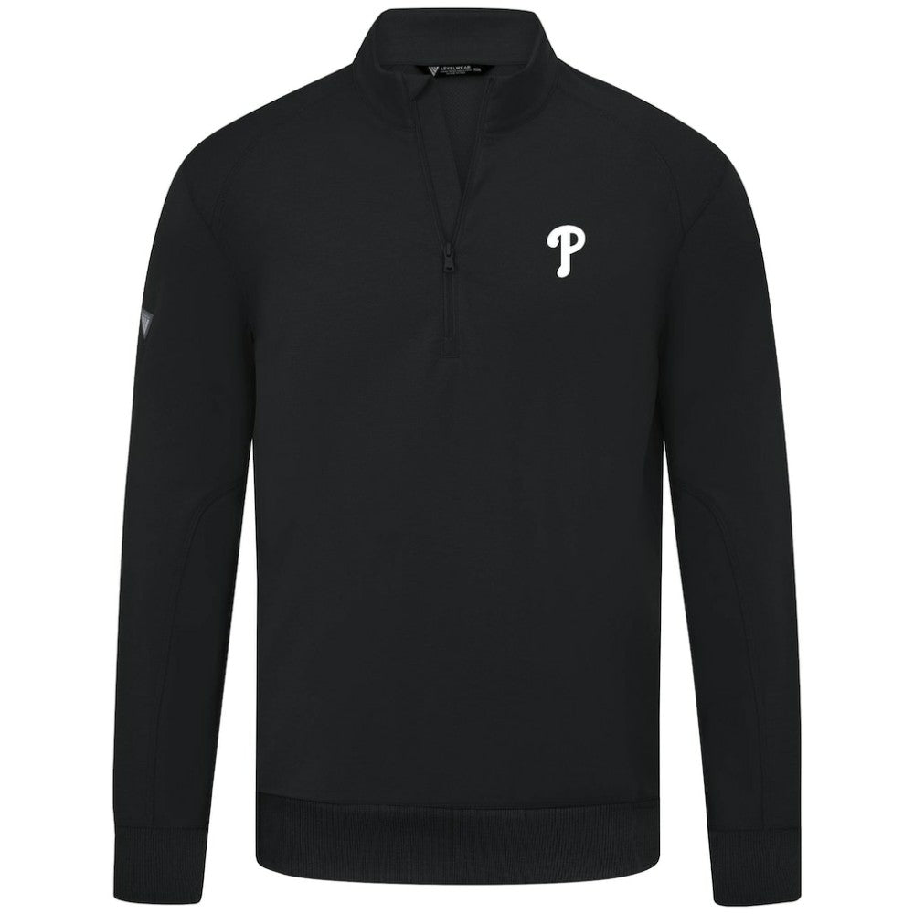 Philadelphia Phillies Levelwear Upright Insignia Tri-Blend Quarter-Zip Pullover - Black Pullover