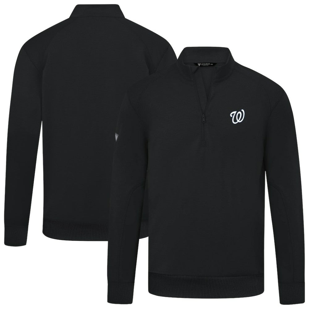 Washington Nationals Levelwear Upright Insignia Tri-Blend Quarter-Zip Pullover - Black Pullover