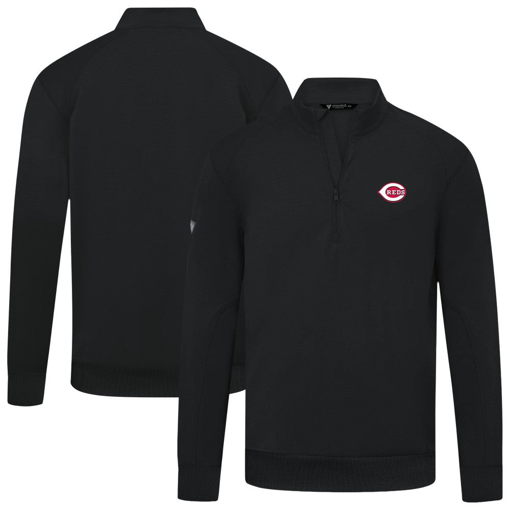 Cincinnati Reds Levelwear Upright Insignia Tri-Blend Quarter-Zip Pullover - Black Pullover