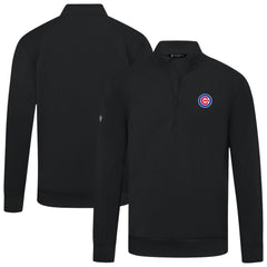 Chicago Cubs Levelwear Upright Insignia Tri-Blend Quarter-Zip Pullover - Black Pullover