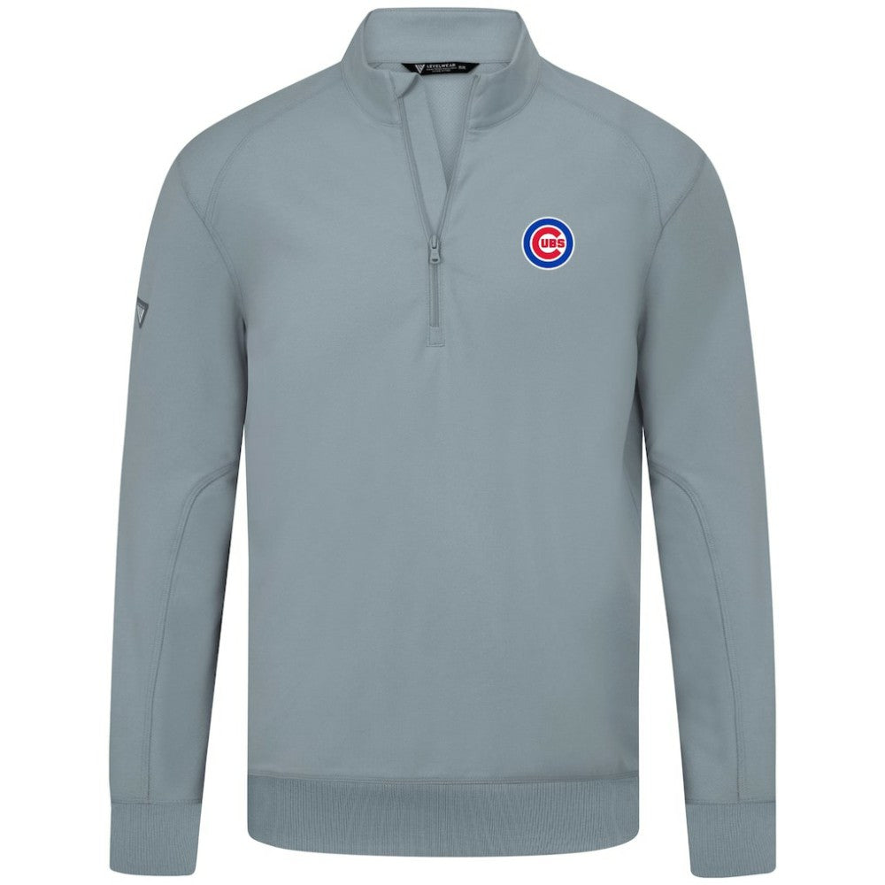 Chicago Cubs Levelwear Upright Insignia Tri-Blend Quarter-Zip Pullover - Gray Pullover