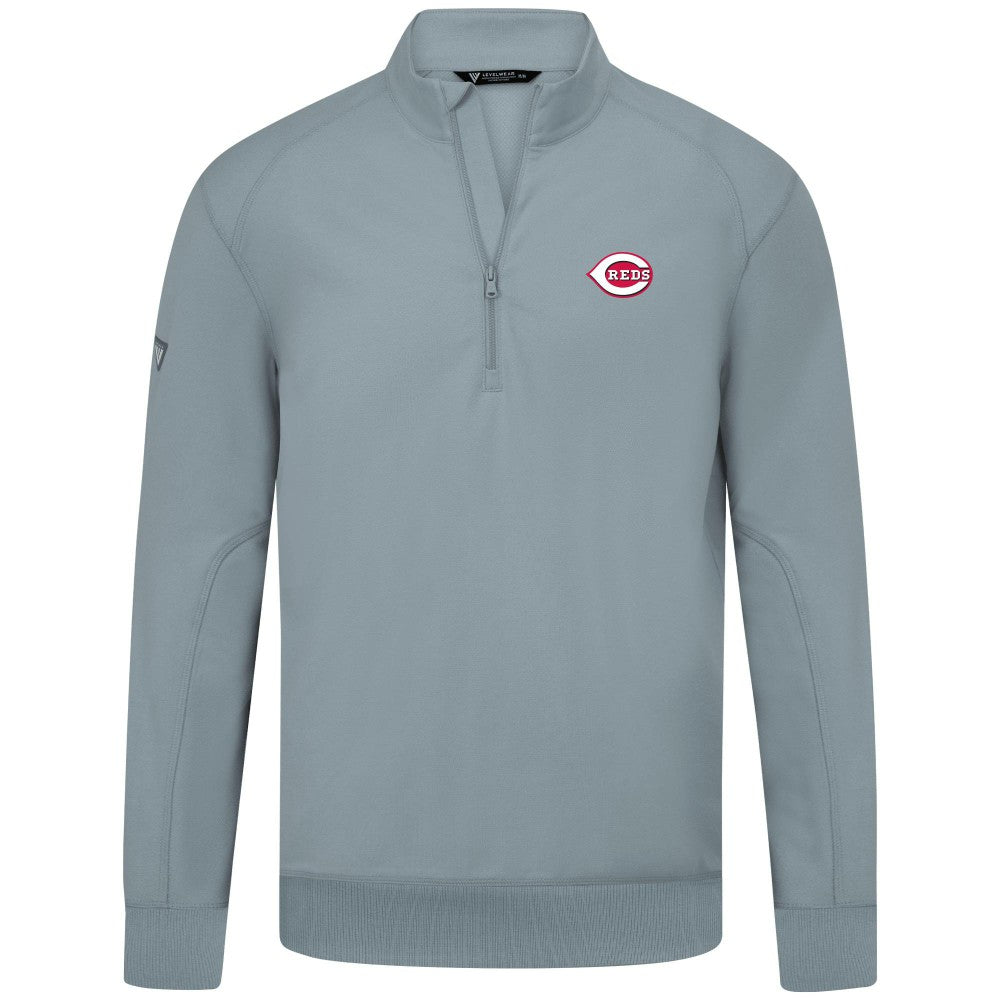 Cincinnati Reds Levelwear Upright Insignia Tri-Blend Quarter-Zip Pullover - Gray Pullover