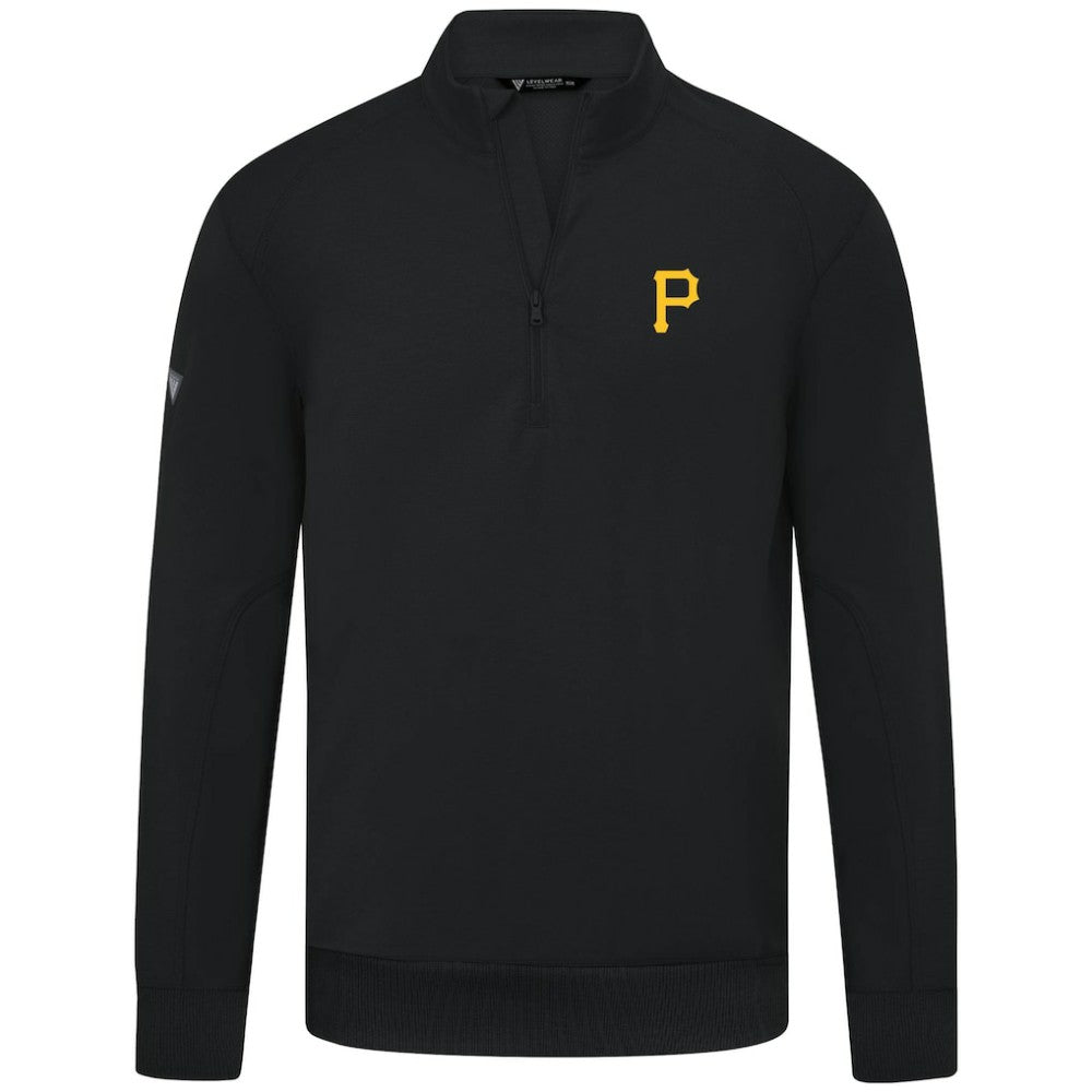 Pittsburgh Pirates Levelwear Upright Insignia Tri-Blend Quarter-Zip Pullover - Black Pullover