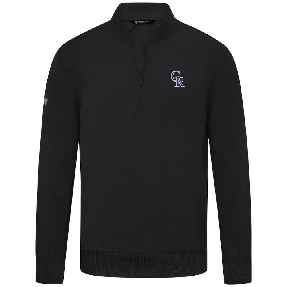 Colorado Rockies Levelwear Upright Insignia Tri-Blend Quarter-Zip Pullover - Black Pullover