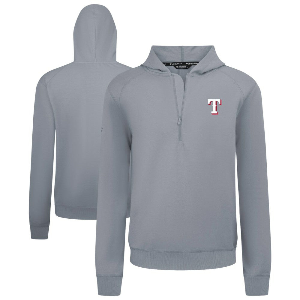 Texas Rangers Levelwear Technic Insignia Quarter-Zip Hoodie - Gray Hoodies