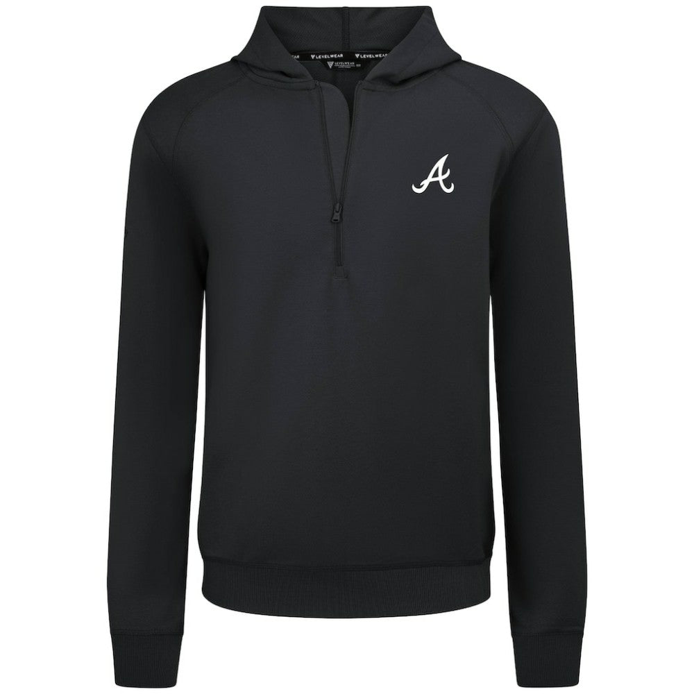 Atlanta Braves Levelwear Technic Insignia Quarter-Zip Hoodie - Black Hoodies
