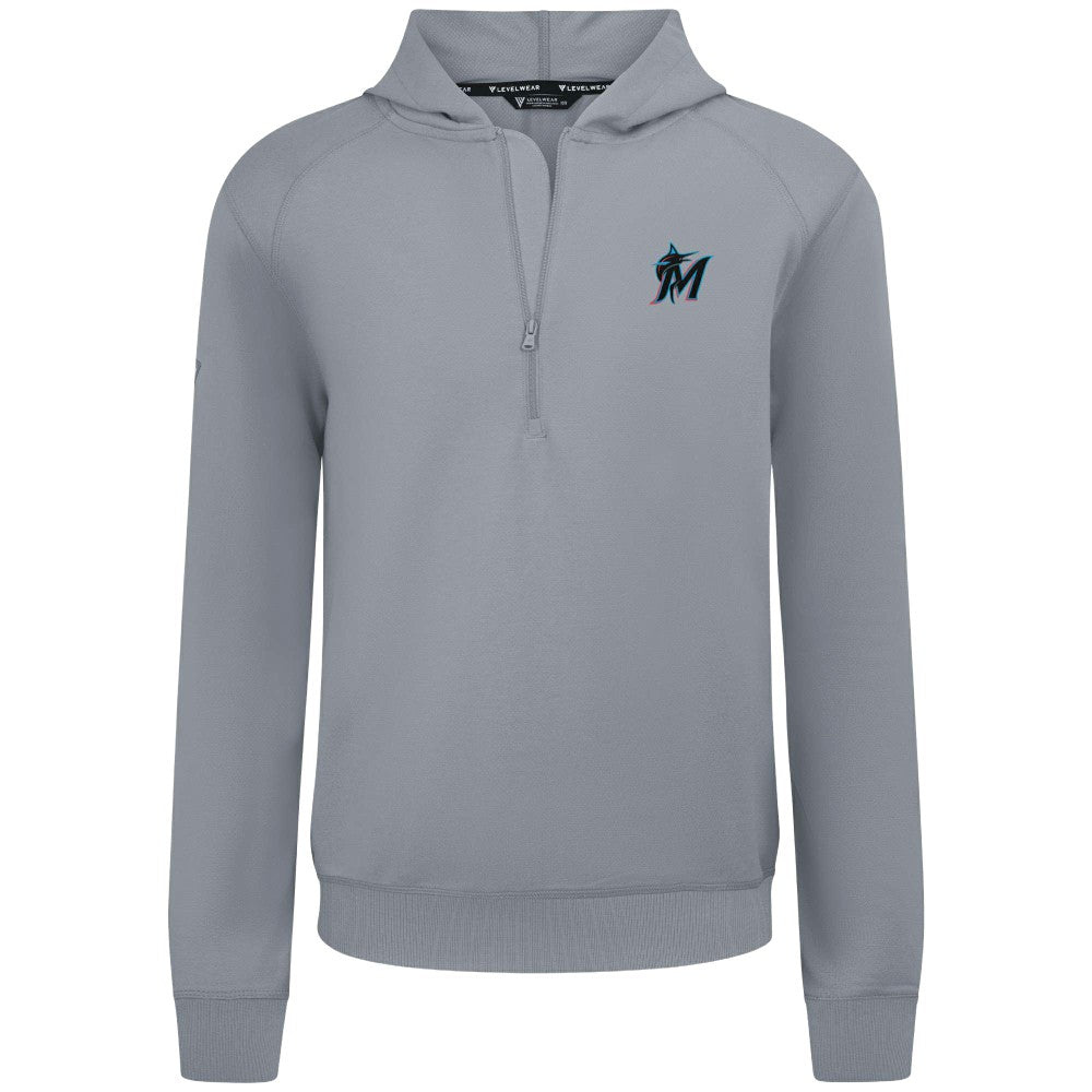 Miami Marlins Levelwear Technic Insignia Quarter-Zip Hoodie - Gray Hoodies