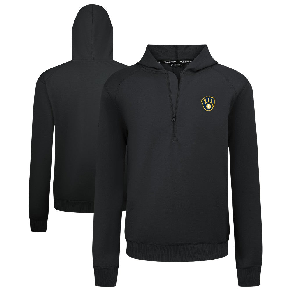 Milwaukee Brewers Levelwear Technic Insignia Quarter-Zip Hoodie - Black Hoodies