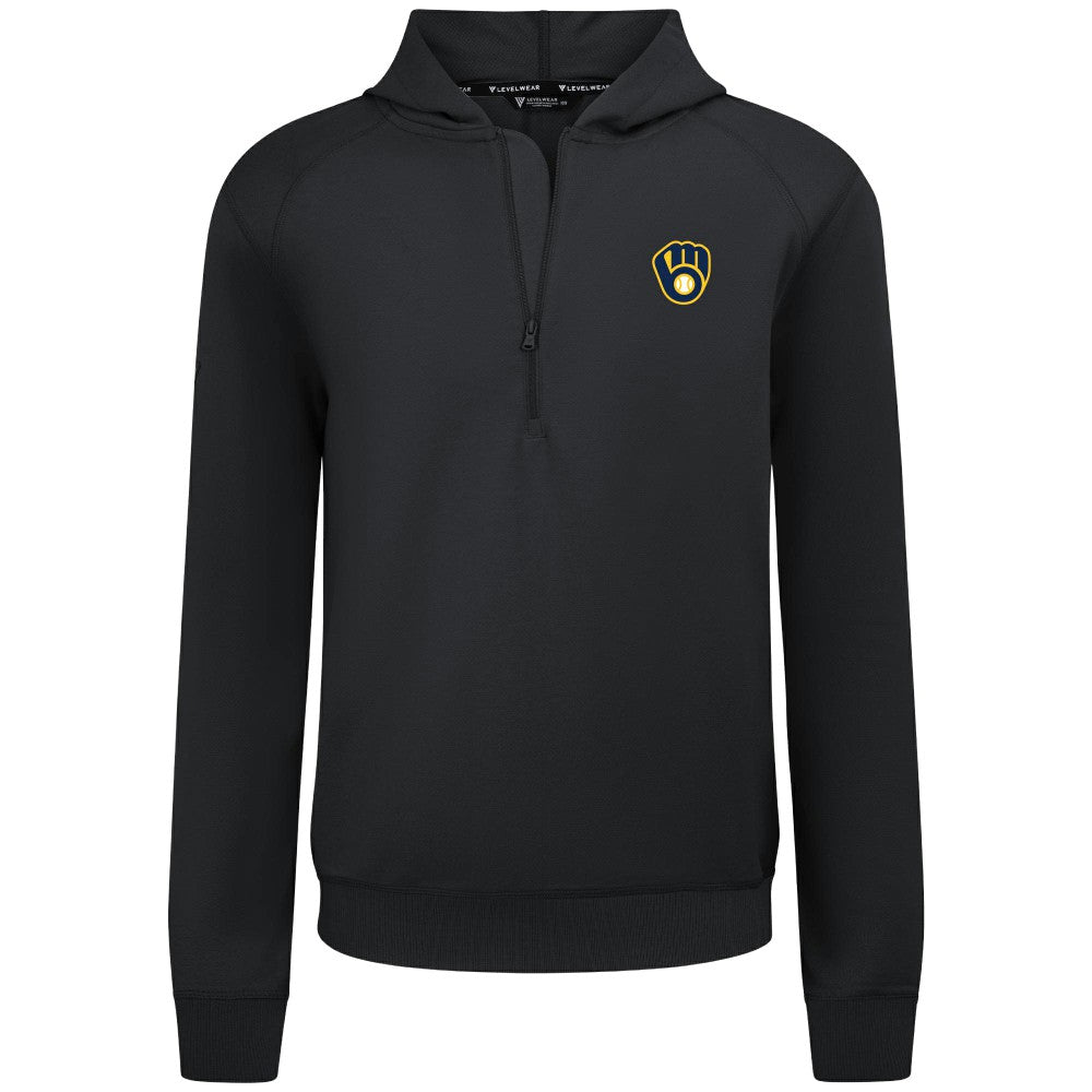 Milwaukee Brewers Levelwear Technic Insignia Quarter-Zip Hoodie - Black Hoodies