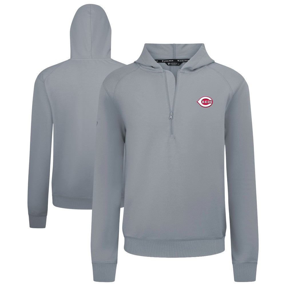 Cincinnati Reds Levelwear Technic Insignia Quarter-Zip Hoodie - Gray Hoodies