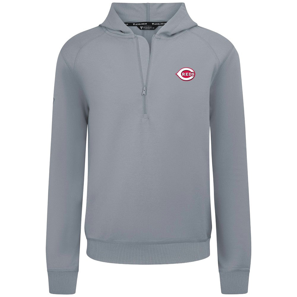 Cincinnati Reds Levelwear Technic Insignia Quarter-Zip Hoodie - Gray Hoodies