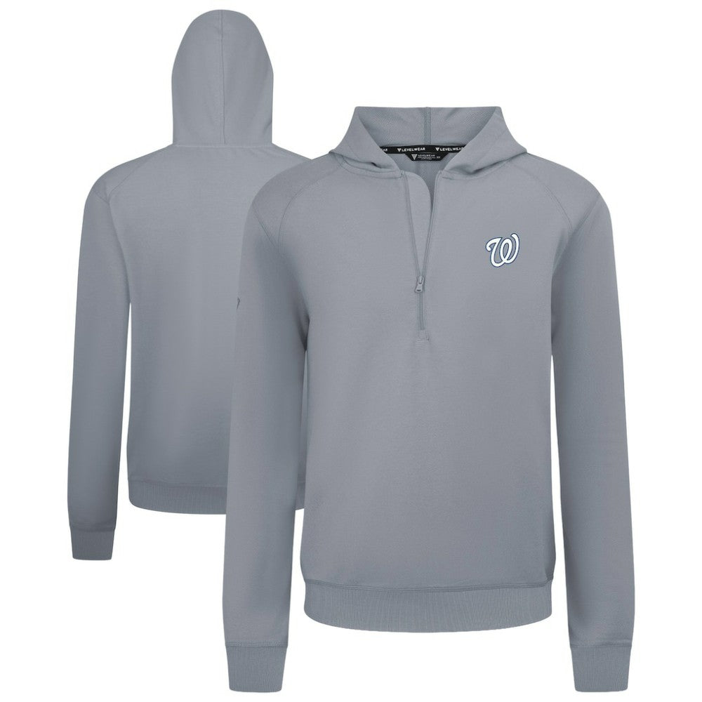Washington Nationals Levelwear Technic Insignia Quarter-Zip Hoodie - Gray Hoodies