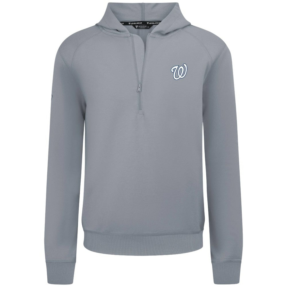 Washington Nationals Levelwear Technic Insignia Quarter-Zip Hoodie - Gray Hoodies