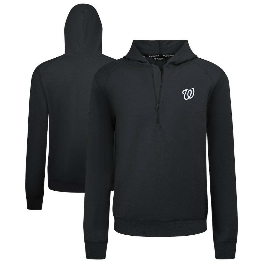 Washington Nationals Levelwear Technic Insignia Quarter-Zip Hoodie - Black Hoodies