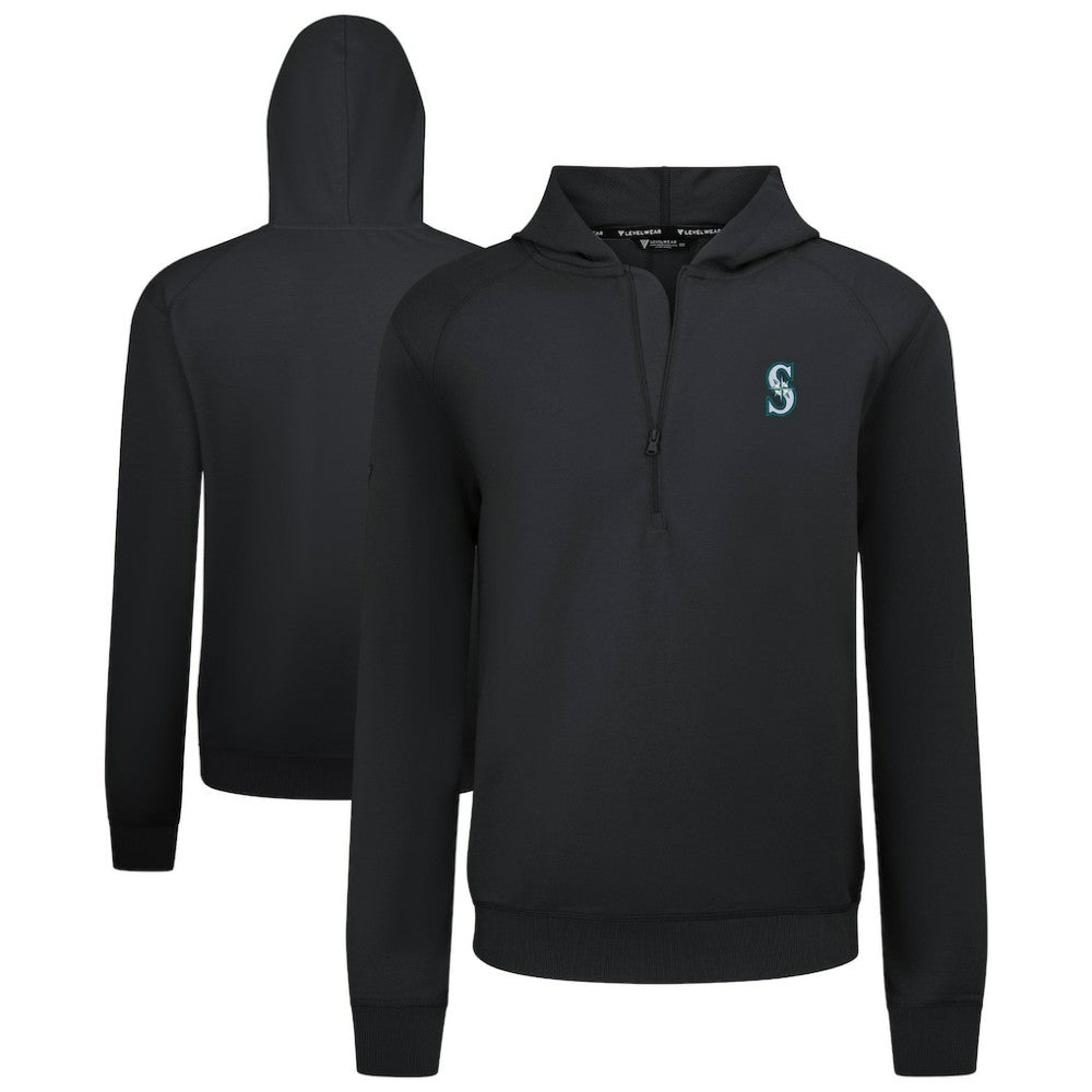 Seattle Mariners Levelwear Technic Insignia Quarter-Zip Hoodie - Black Hoodies