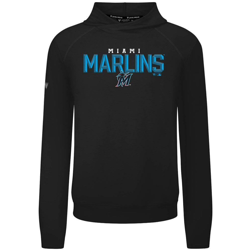 Miami Marlins Levelwear Mandate Carve Tri-Blend Hoodie - Black Hoodies