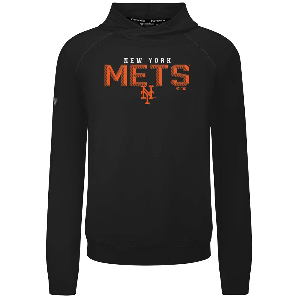 New York Mets Levelwear Mandate Carve Tri-Blend Hoodie - Black Hoodies