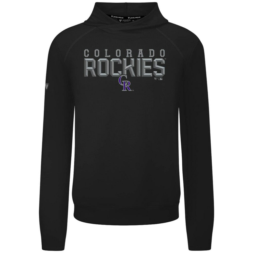 Colorado Rockies Levelwear Mandate Carve Tri-Blend Hoodie - Black Hoodies