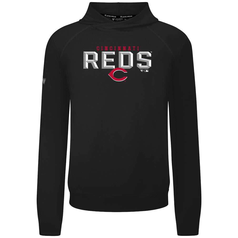 Cincinnati Reds Levelwear Mandate Carve Tri-Blend Hoodie - Black Hoodies