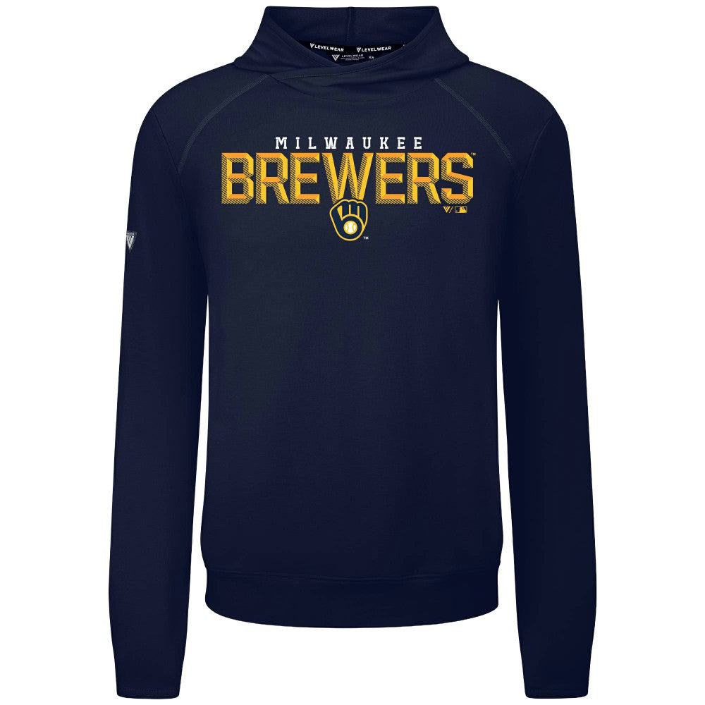 Milwaukee Brewers Levelwear Mandate Carve Tri-Blend Hoodie - Navy Hoodies