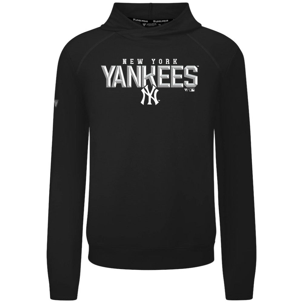 New York Yankees Levelwear Mandate Carve Tri-Blend Hoodie - Black Hoodies