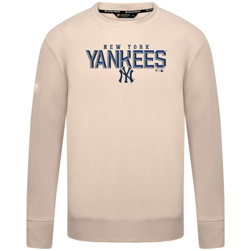 New York Yankees Levelwear Mandate Carve Tri-Blend Sweatshirt - Khaki Sweatshirts