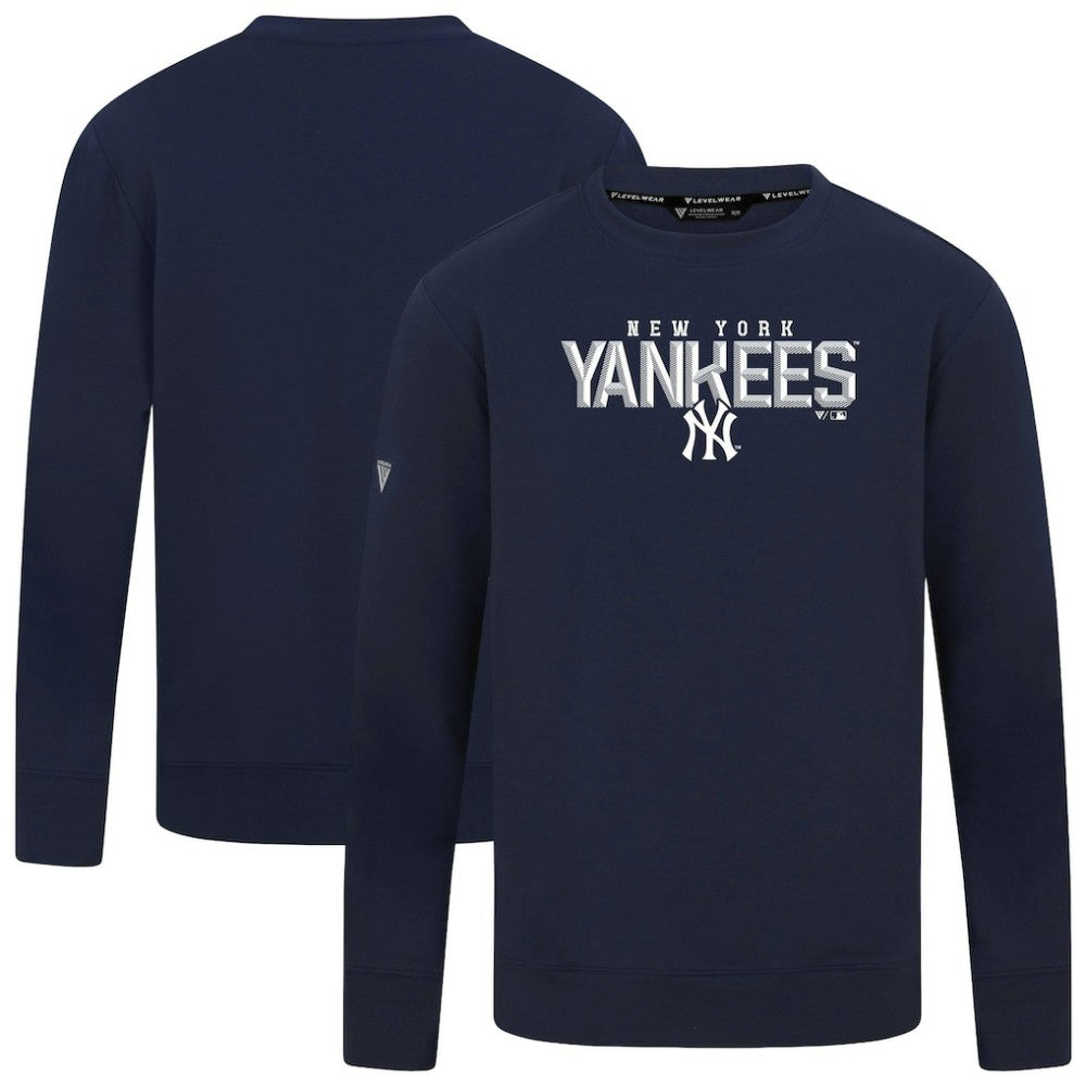 New York Yankees Levelwear Mandate Carve Tri-Blend Sweatshirt - Navy Sweatshirts